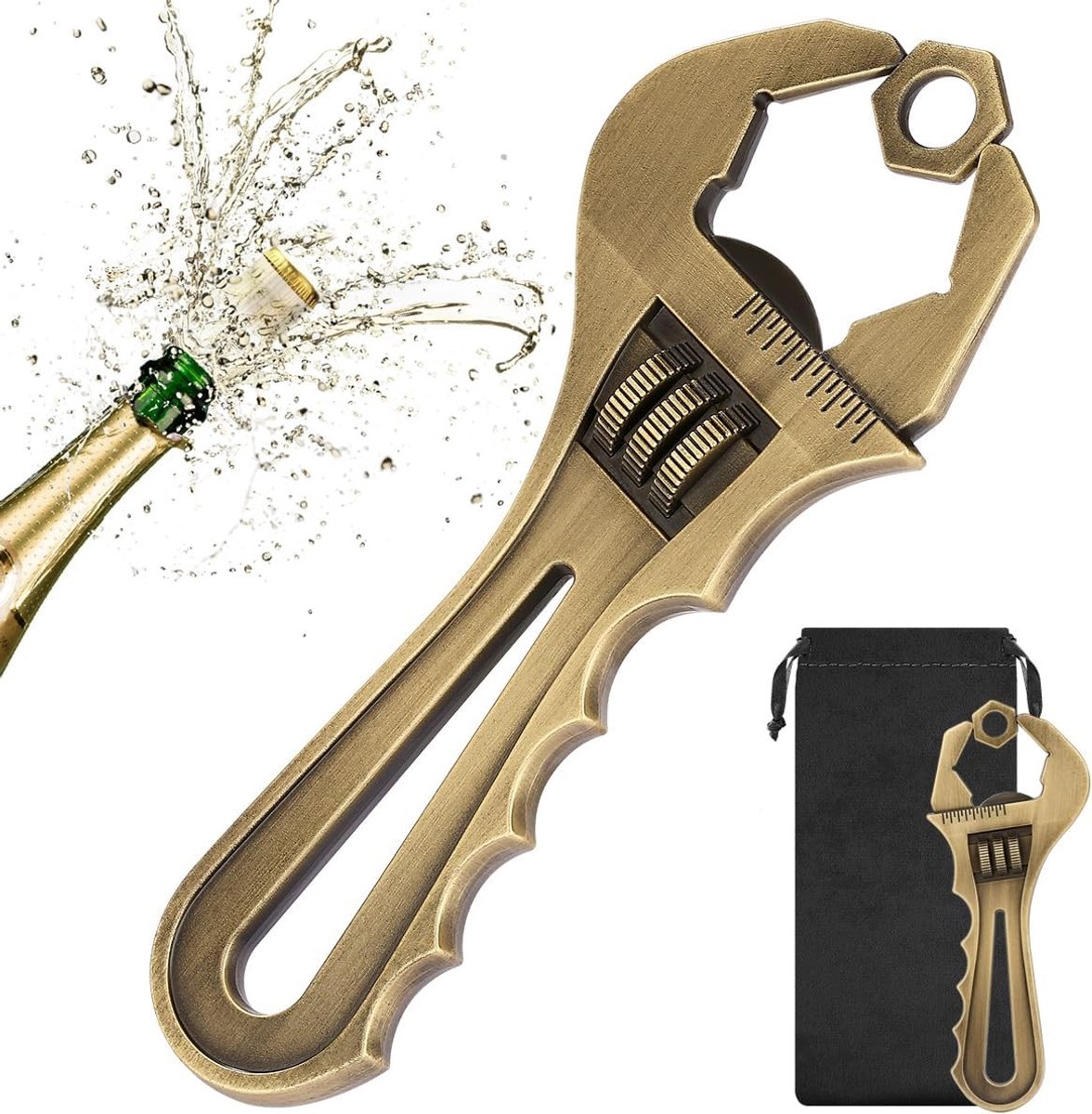Mortier bier opener - Zilver - Metalen moersleutel flesopener - Voor vaders en handwerkers