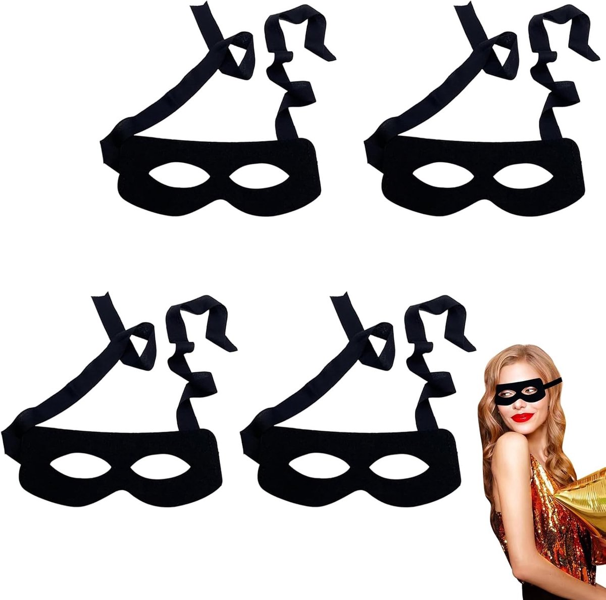 Half Face Masken Set van 4 - Verstelbaar en Comfortabel - Perfect voor Halloween en Feestjes