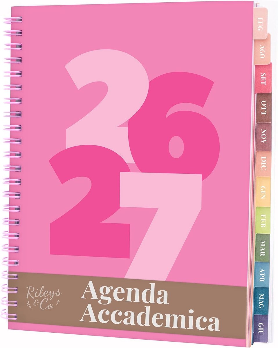 Lerarenagenda 2026-2027 - Roze - 20 x 15 cm - Dubbeldraadgebonden Academische Planner - Voor Studenten en Professionals