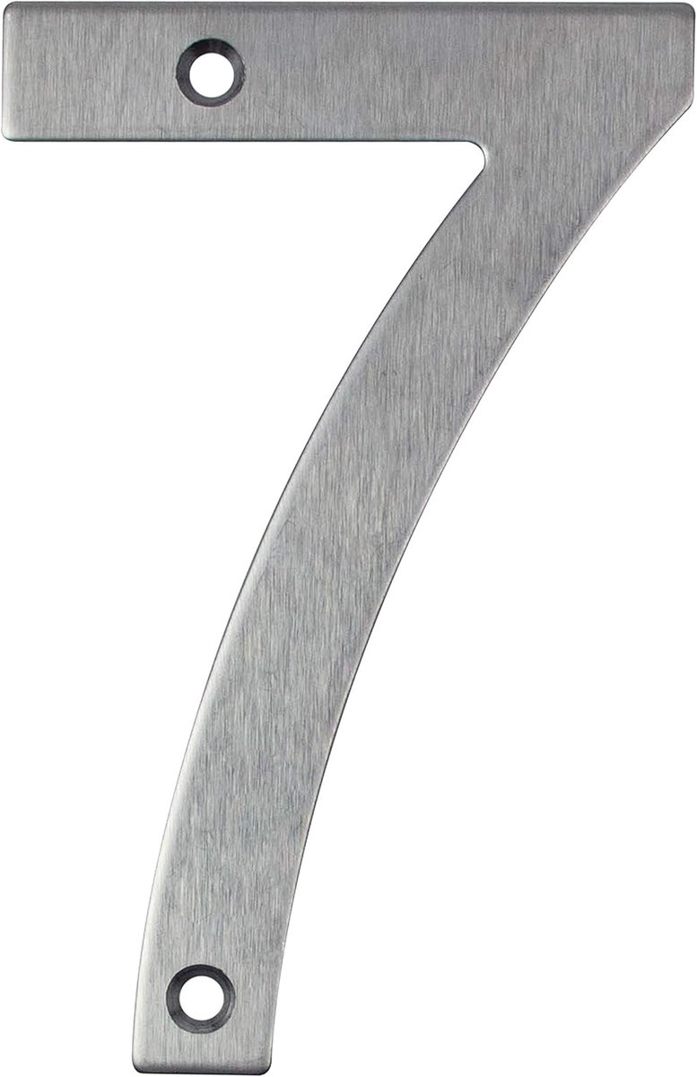 Straatnummer - huisnummer van zilverkleurig roestvrij staal – om te schroeven – 100 mm – nr. 7