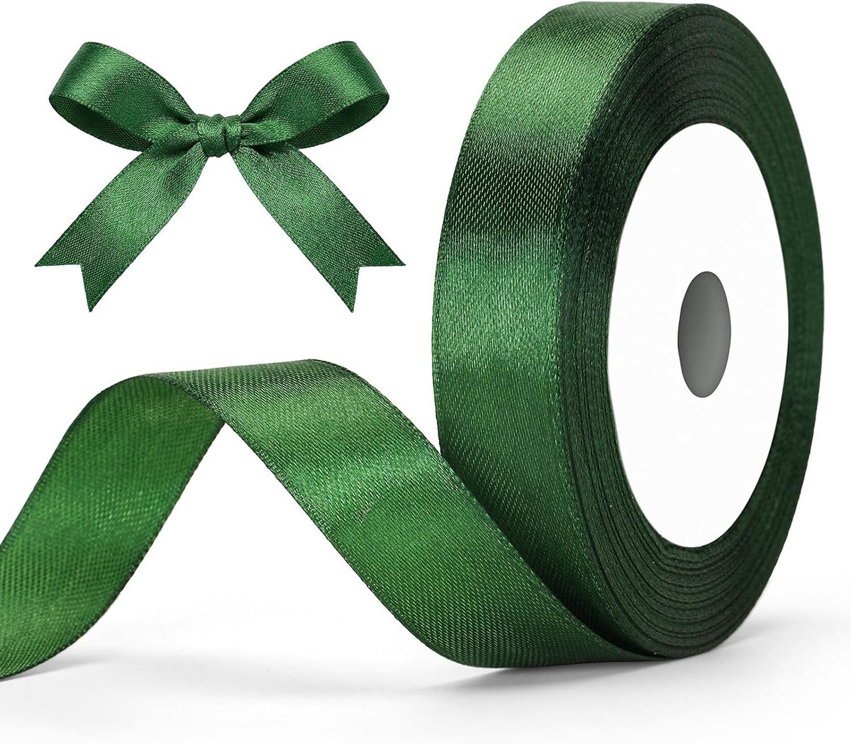 Donkergroen Satijnen Lint 20mm: Decoratief Cadeaulint, 22m Lint voor Knutselen, Versiering en Cadeauverpakking