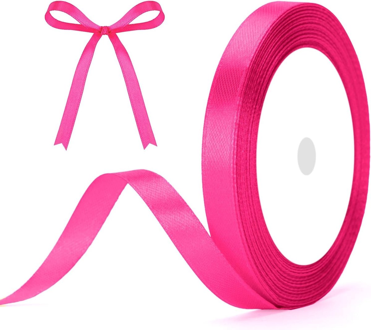 Warm Roze Satijnen Lint 10mm: Decoratief Cadeaulint, 22m Lint voor Creatieve Projecten, Versiering voor Cadeauverpakking en Decoratie