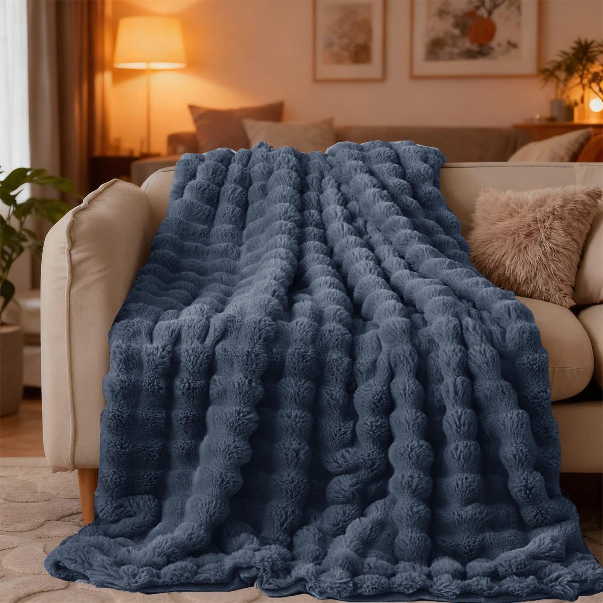 Omgoods - Fluffy Cuddly Dekentje 100 x 160 cm in Grafietgrijs
