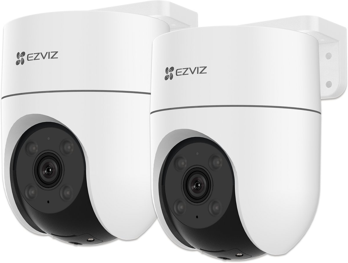EZVIZ H8C 1080p - Beveiligingscamera - Voor buiten - 360° PTZ - AI-tracking - Geen maandkosten - IP65 - WiFi Camera - Wit - 2 Stuks