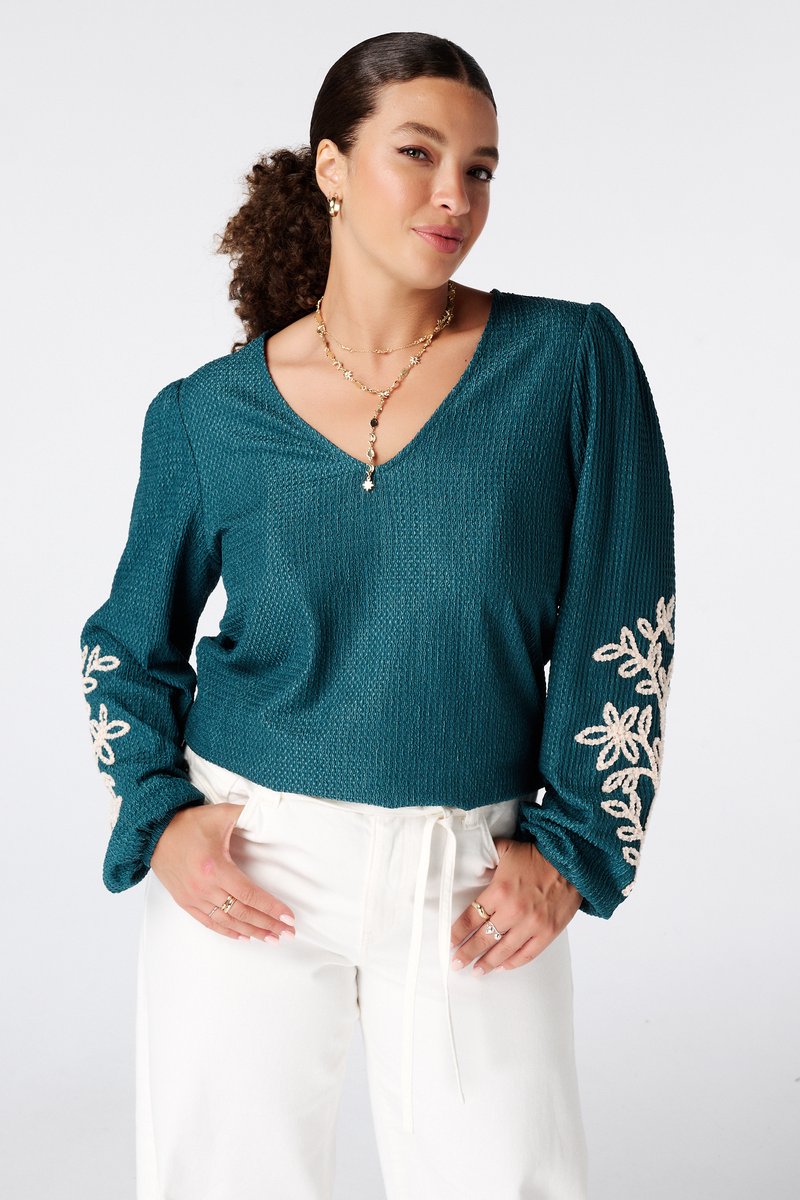 MS Mode Blouse Top met borduursel
