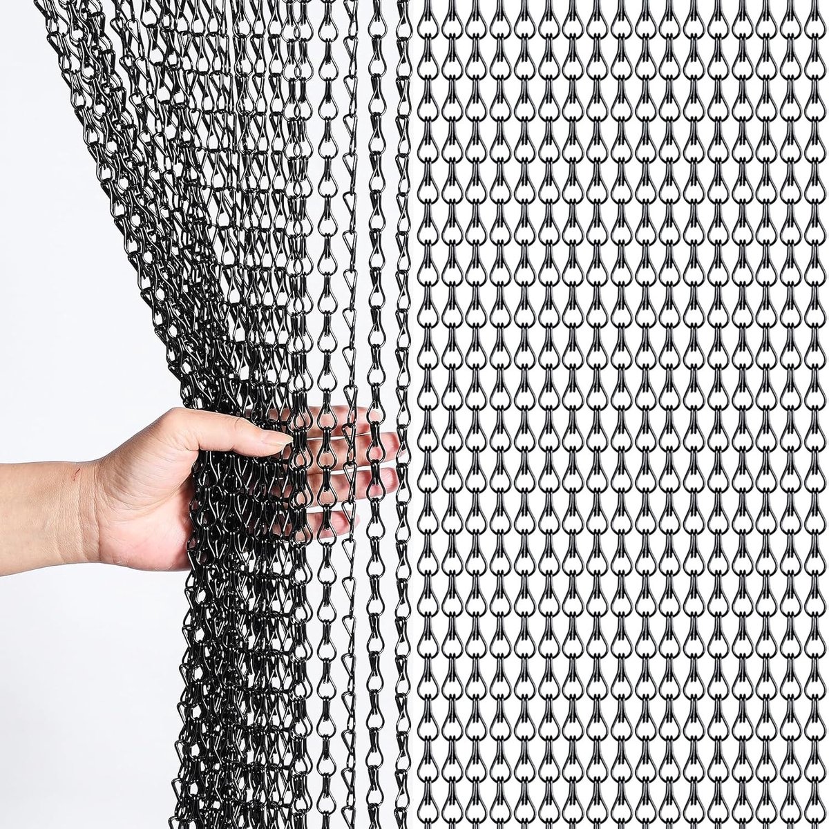 Vliegengordijn lamellen - Zwart - 100 x 210 cm - Aluminium Kettinggordijn voor Deuropeningen - Voor Insectenbestrijding