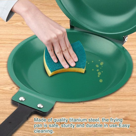 Dubbelzijdige Koekenpan - Omelet Pan Pannenkoek Pan - Ontbijt Koken - Flip Design - 19.3 cm Diameter - Groen — afbeelding 2