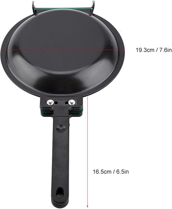 Dubbelzijdige Koekenpan - Omelet Pan Pannenkoek Pan - Ontbijt Koken - Flip Design - 19.3 cm Diameter - Groen — afbeelding 5