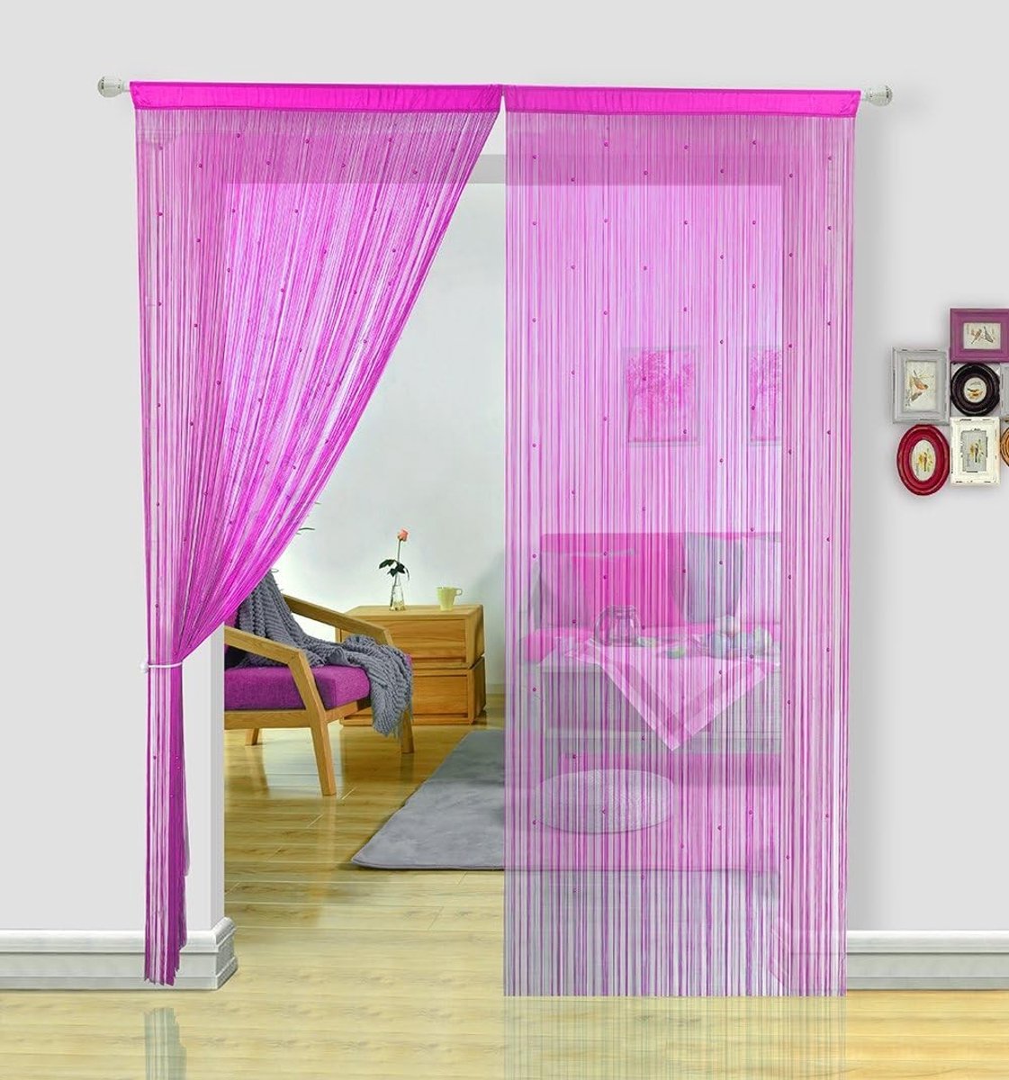 Vliegengordijn kralen - Roze - 90 x 245 cm - Lichtgewicht Polyester Lintgordijn - Voor Binnengebruik