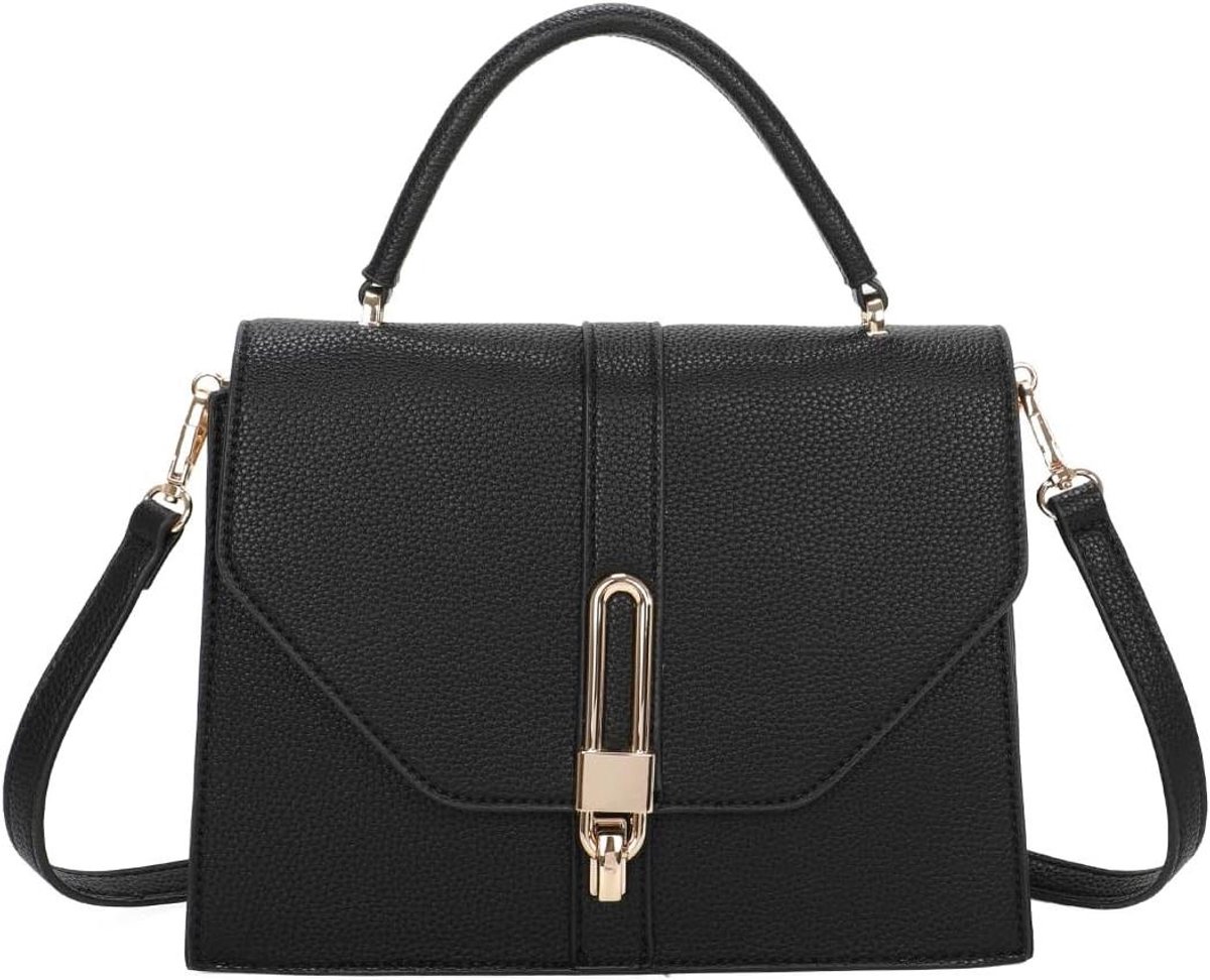 Handtas met band - Schoudertas dames - Dagelijks gebruik - Afneembare schouderband - 41 x 29 x 3 cm - Zwart