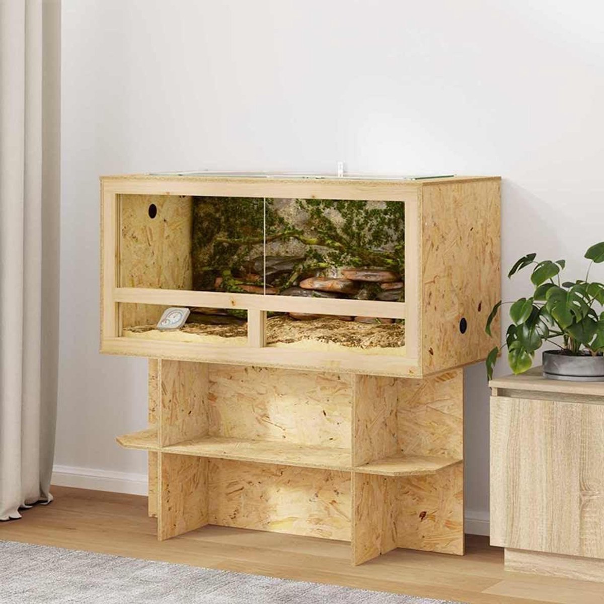 Terrarium voor Reptielen - Vivarium Reptielen - Huisdieren Houden - Geïntegreerde Thermometer - 100 x 50 x 50 cm - Bruin