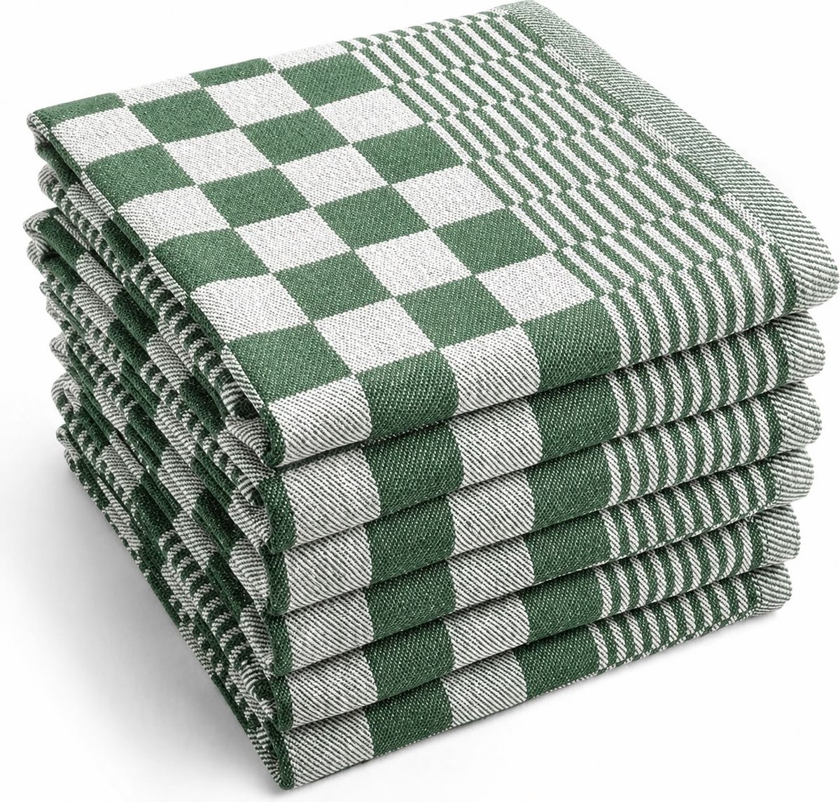 Bol.com Theedoekenset Blok Groen - 65x65 – 6 stuks - Geblokt - Blokdoeken - 100% katoen - Horeca Theedoeken – vaatdoek – theedoe... aanbieding