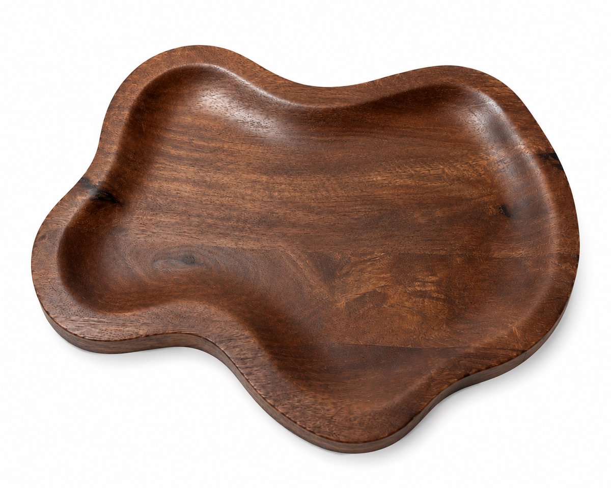 Vase The World Dienblad Santos S Walnut L37 x B29 x H2 cm - Houten Decoratiedienblad - Organische Vorm - Woondecoratie