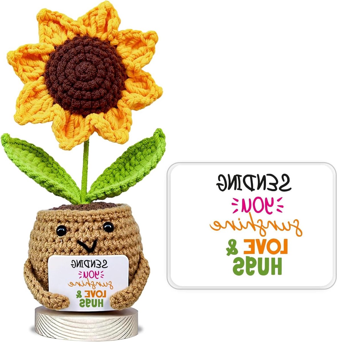 Gehaakte Zonnebloem - Bloem Decoratie - Huis Opvrolijken - Handgemaakt Uniek - 1 stuk - Geel