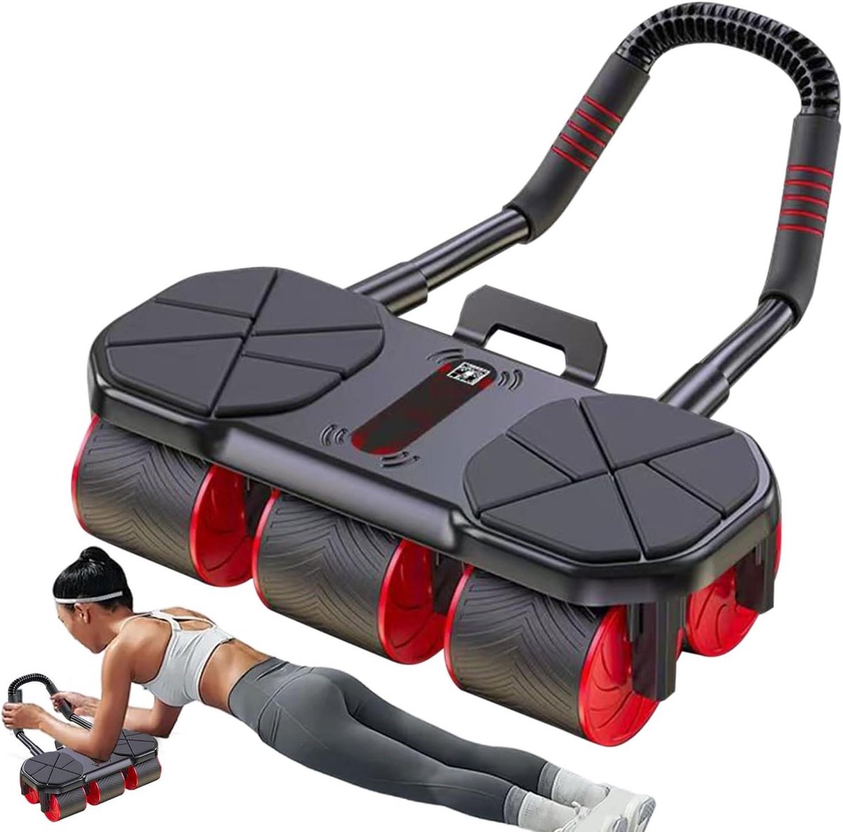 Buikspiertrainer Roller - Buikwiel Fitnessapparaat - Thuis Krachttraining - Automatische Terugslag - 37 x 23 x 17 cm