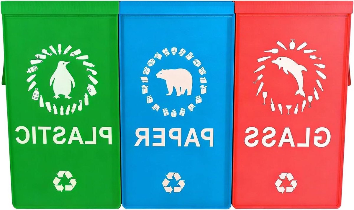 Herbruikbare Vuilniszakken - Recycling Zakken - Afval Sorteren - Waterdicht Geweven Materiaal - 3 stuks - Enkele Attribuut