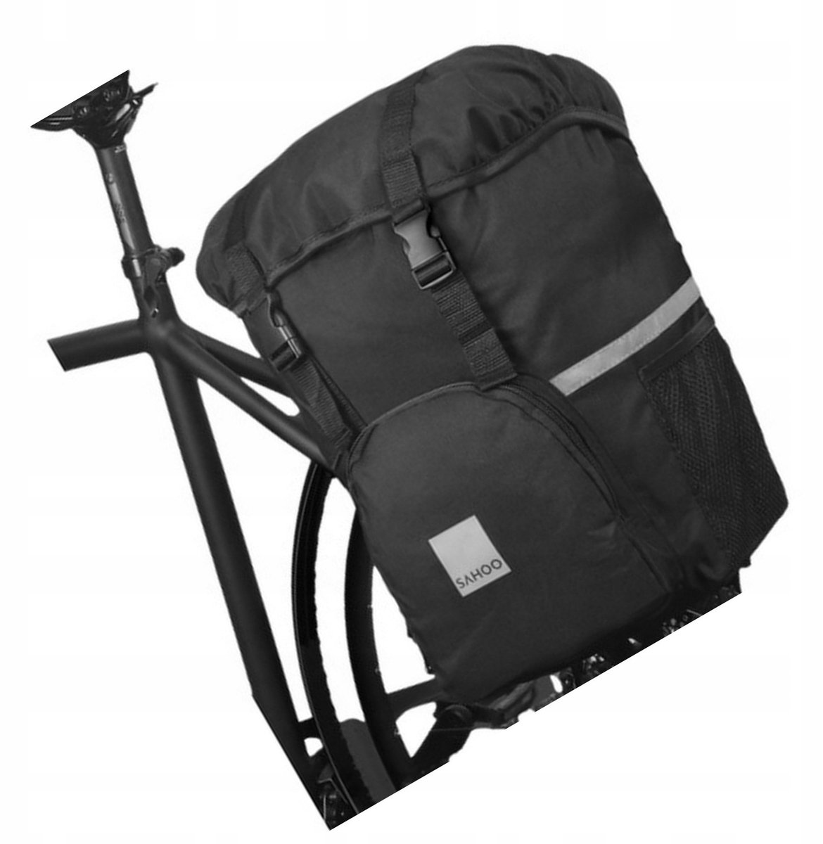 Merkloze Fietstas Bagagedrager Kleinkind 15L Waterdicht Zwart