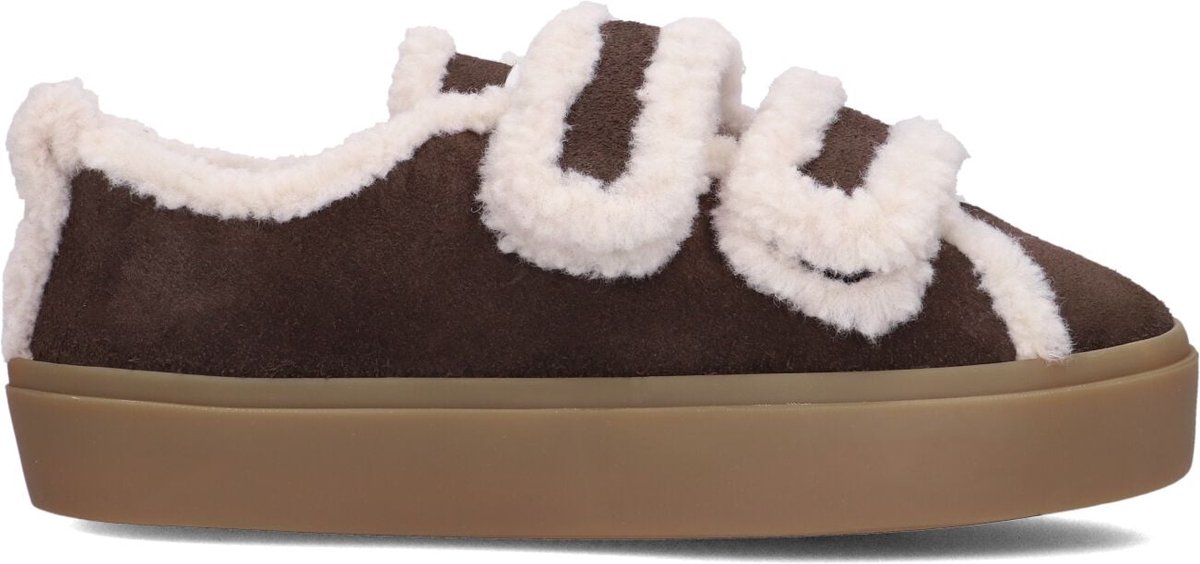 Inuikii Shearling Low Velcro Instappers - Dames - Bruin - Maat 39
