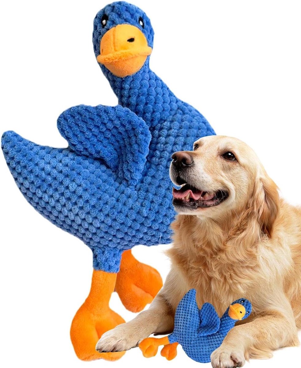 Hond Kauwspeelgoed - Piepend Pluche Speeltje - Verveling Verminderen - Bevordert Ontspanning - 20x8x30cm - Blauw
