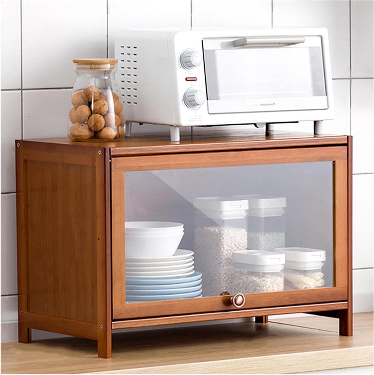 Voorraadkast Bamboe - Keukenopberger - Keuken Organiseren - Zwevende Kastdeur - 60 x 40 cm - Natuurlijk