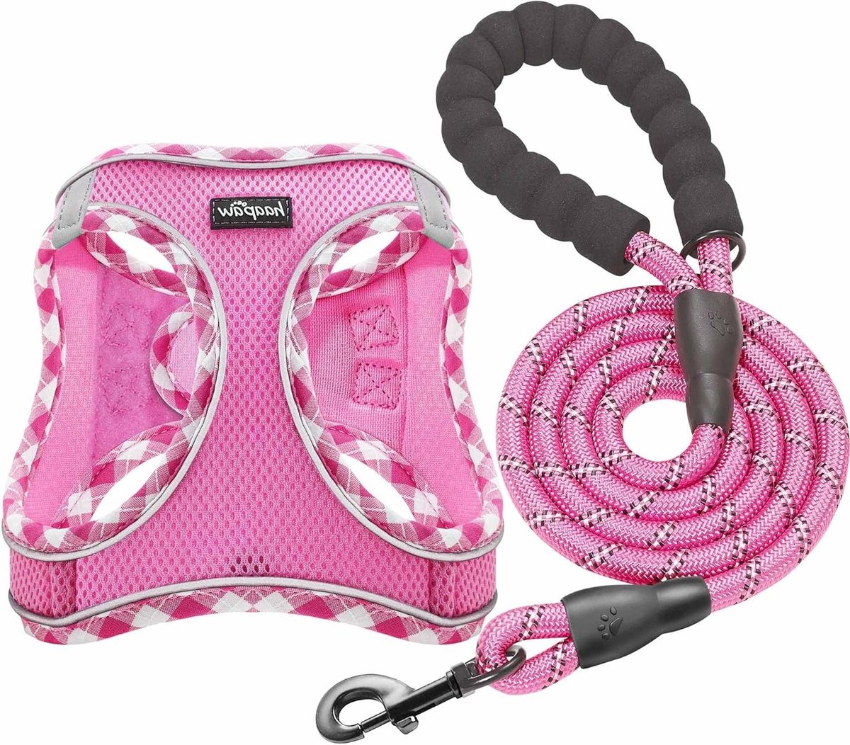 Hondentuig en riem - Honden harnas Hondenlijn - Veilig wandelen - Reflecterende strepen - Borst 45.7-50.8 cm - Roze