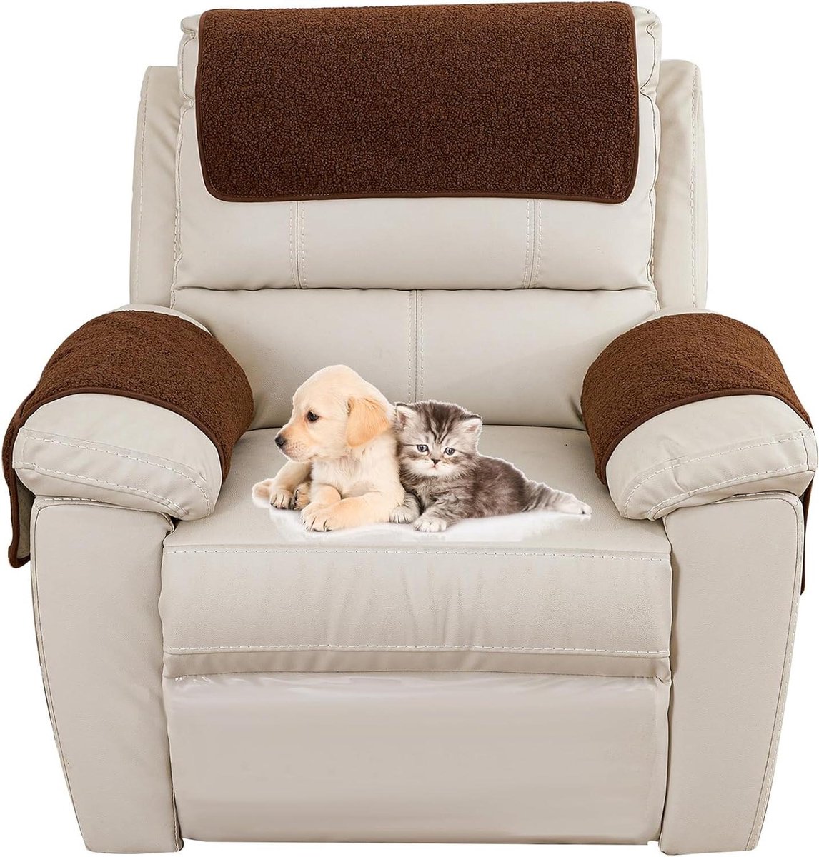 Fauteuil Armhoes - Bankbeschermer Leuninghoes - Meubels Beschermen - Met Opbergvak - 57x38 cm - Koffiebruin