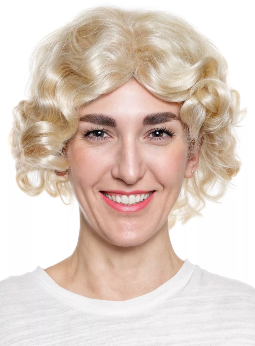 Jaren 50 krullenpruik kort blond