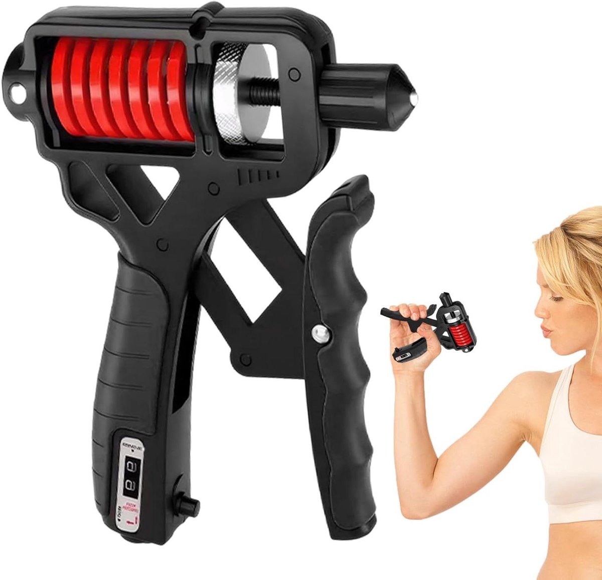 Handgreepversterker - Handtrainer Armtrainer - Kracht opbouwen - Mechanische teller - 14 x 17 cm - Zwart