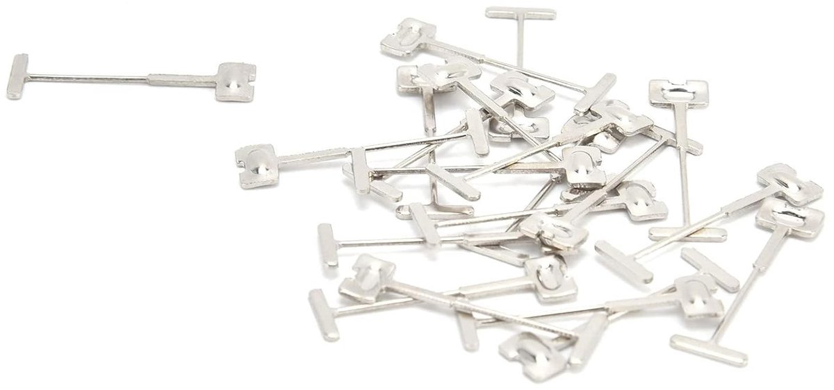 Dailygoods- T-pinnen 100 Stks - Vervangingsnaalden - Roestvrij Staal - Slijtvast - Schokbestendig - Hoogdruksterkte - Nivelleersysteem