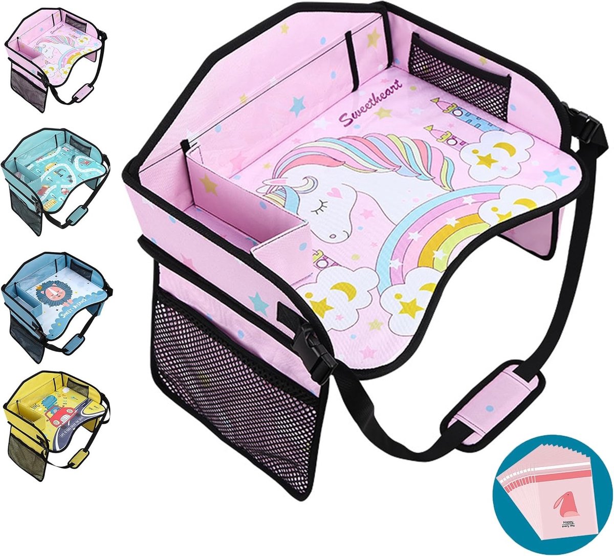 Reistafel - Roze - 43,5 x 33,5 cm - Oxford stof - Voor kinderen in auto en vliegtuig