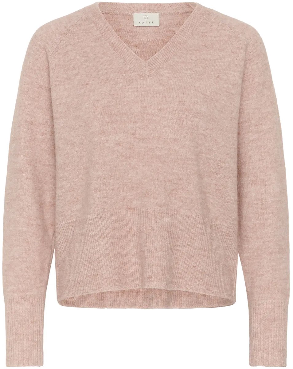 Kaffe KAniel v-neck Pullover Dames Trui - Pale Mauve Melange