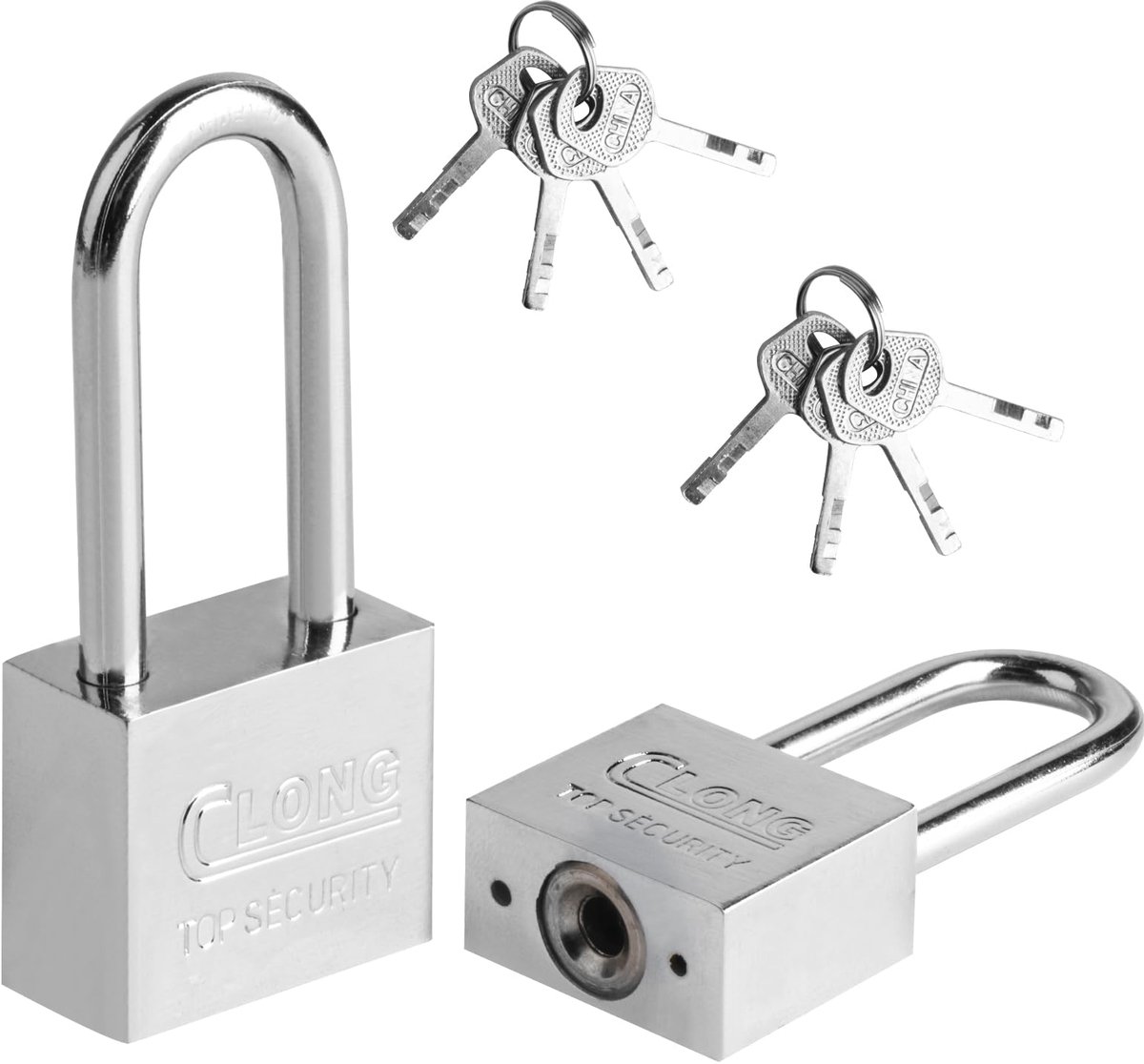 2 Stuks Hangslot met Lange Beugel en Sleutel