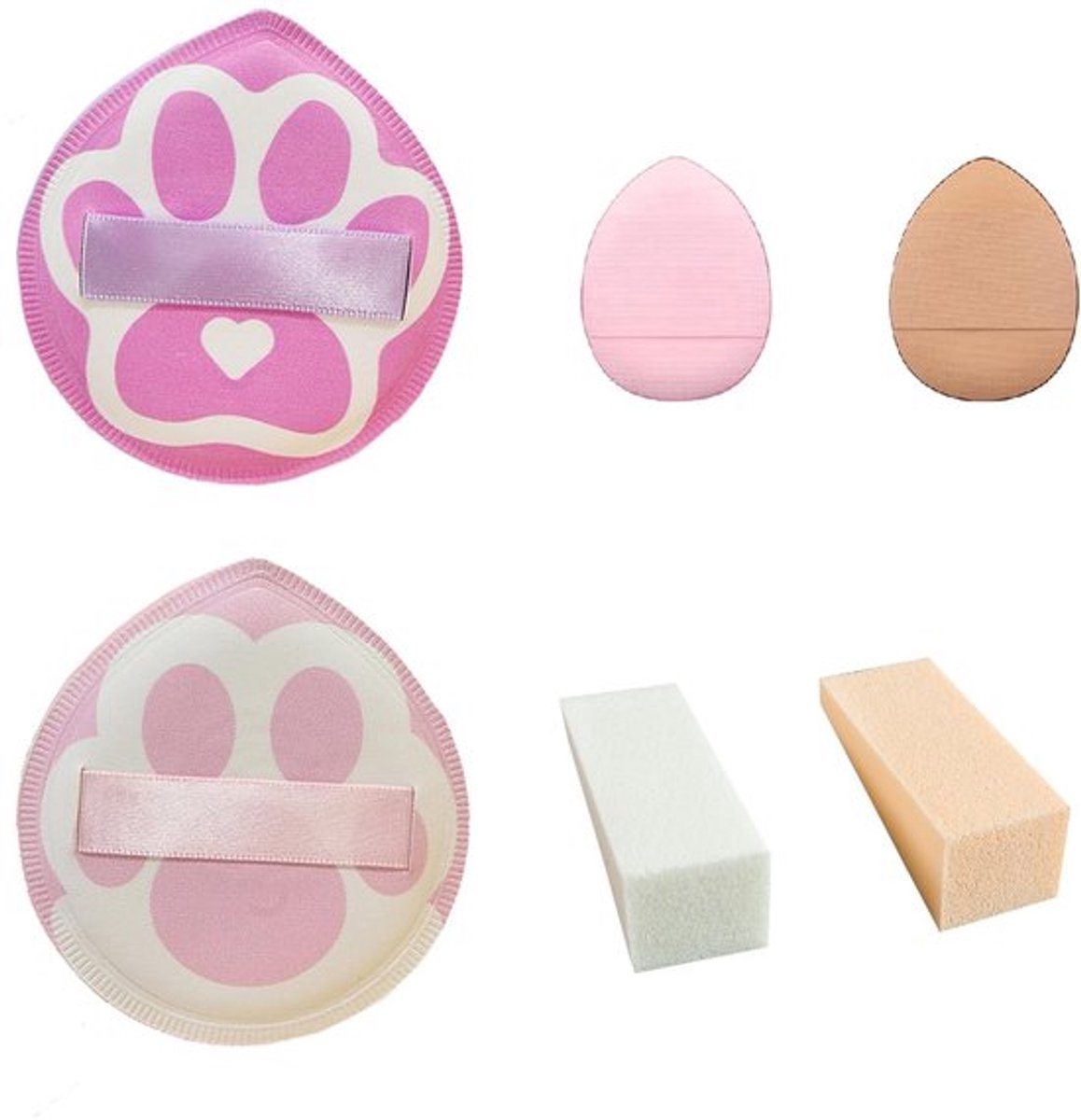 Poederkwasten Set - 2 Stuks Make-up Spons - Zachte Poederspons - T-vormige Pads - Vingerpads - Uniek Design - Make-upspons