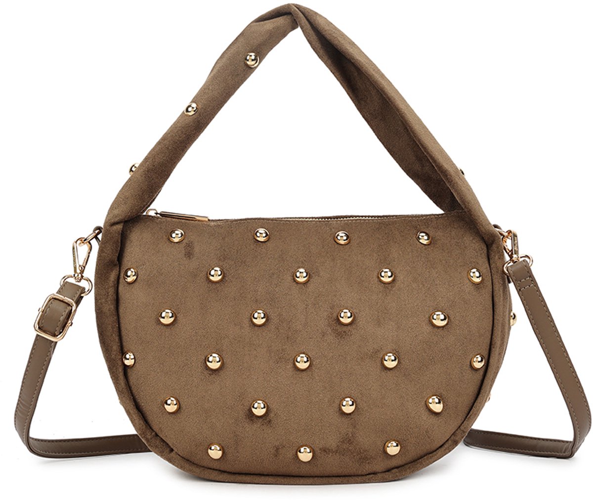 Giuliano kunstlederen suede schoudertas Nynke - Dames - Taupe