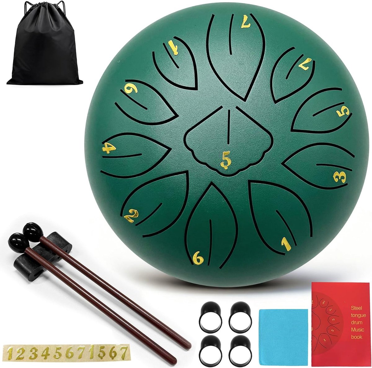 Tongue drum - 11-ton 6-inch - Titaniumstaal handpan met stalen tongen - Slaginstrument voor meditatie en muziek