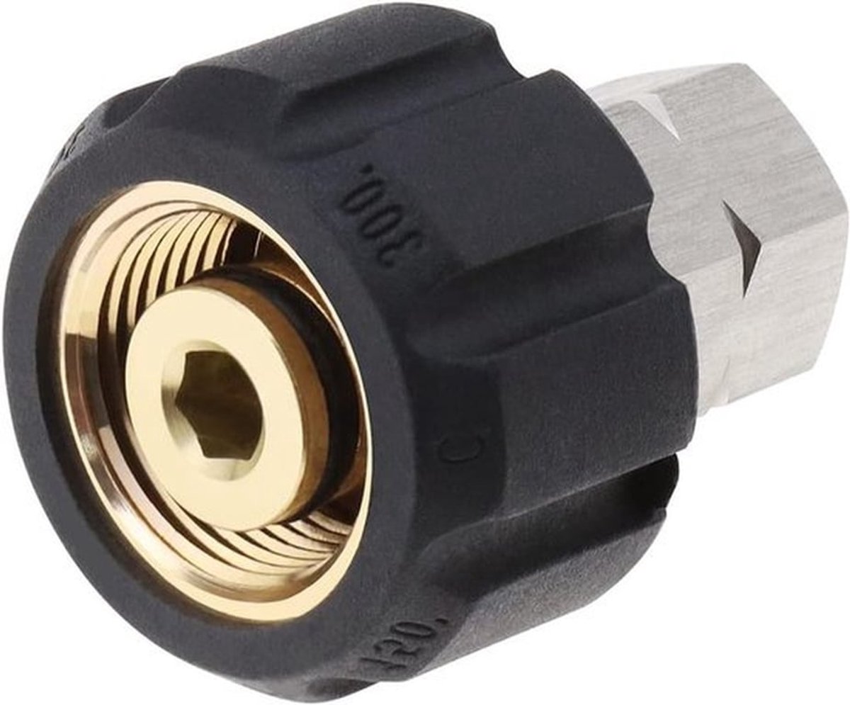 Hogedrukreiniger Adapter Vrouwelijke Metrische M22 - Quick Connect - Metalen Adapter - Vrouwelijke NPT Montage - Hogedrukreiniger Slang Adapter - Vrouwelijke Metrische M22 - Vrouwelijke NPT - Geschikt voor diverse modellen - Metaal.
