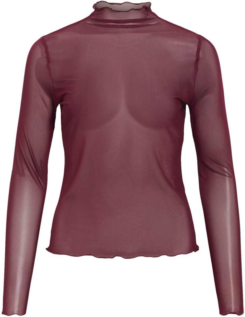 Object Top Objnela Ls O-neck Mesh Top Rep 23046001 Windsor Wine Dames Maat - XS