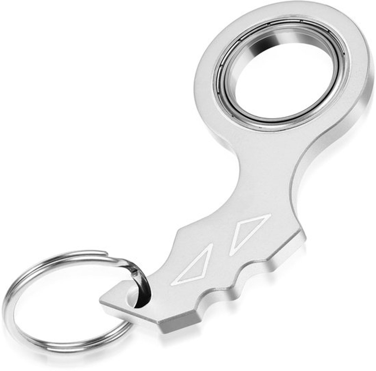 Sleutelhanger Spinner - Draagbaar Speelgoed - Vingerspinner - Angstverlichting - Wit - 6,3 x 2,9 cm