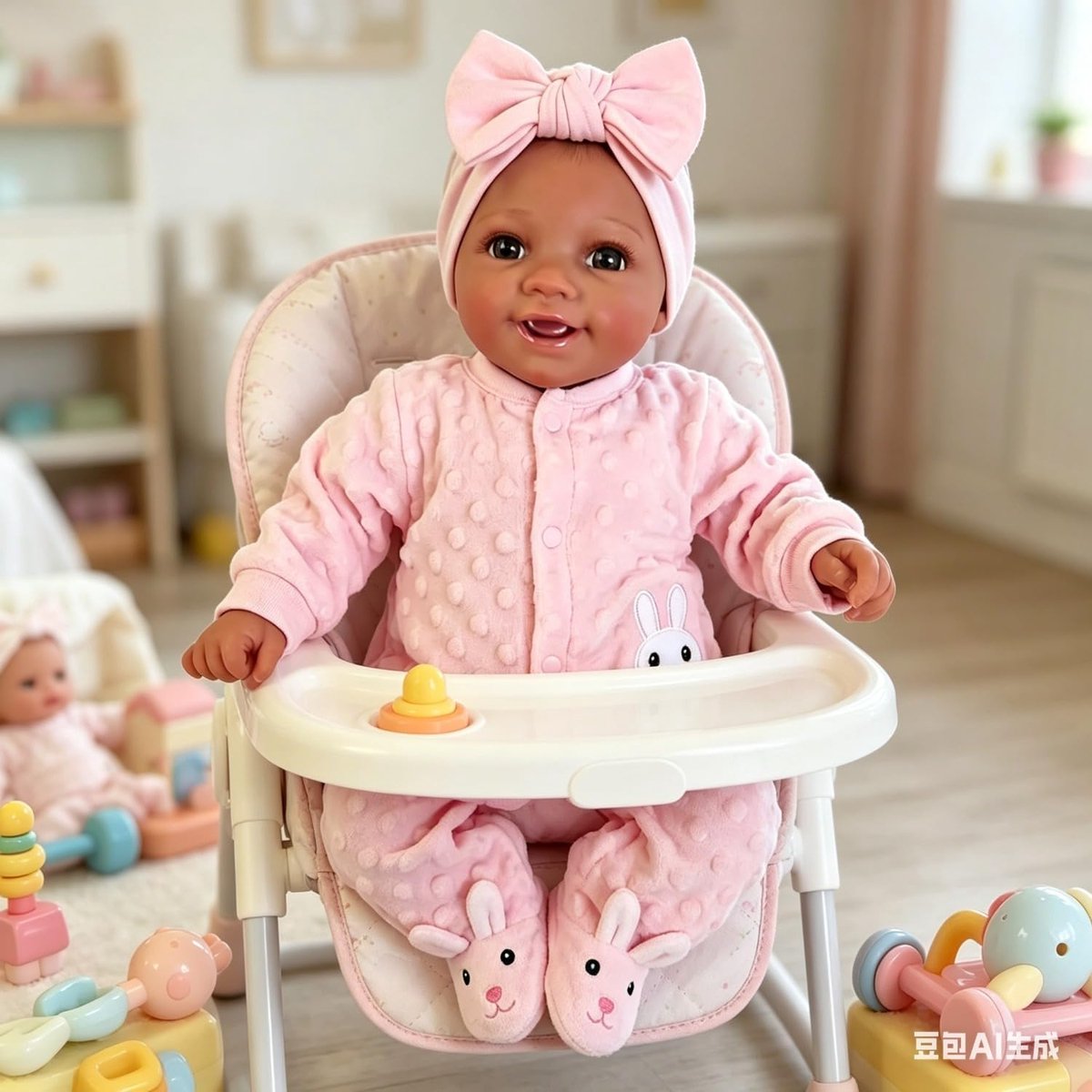 Reborn Baby Pop - Levensechte Pop Pasgeboren Pop - Kinderspel Begeleiden - Handgeschilderd Haar - 43 cm - Donkerbruin