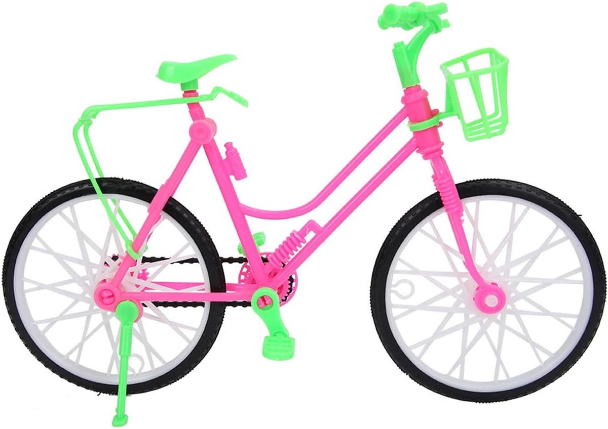 Poppenfiets Met Mand - Speelgoedfiets Pop - Rollenspel Avonturen - Ultragladde Randen - 24x8x16cm - Roze