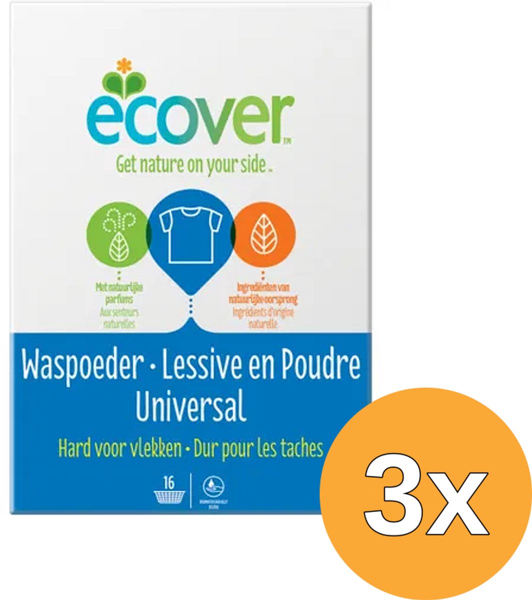 3x Ecover Waspoeder Wit/Universal (1200 gr)