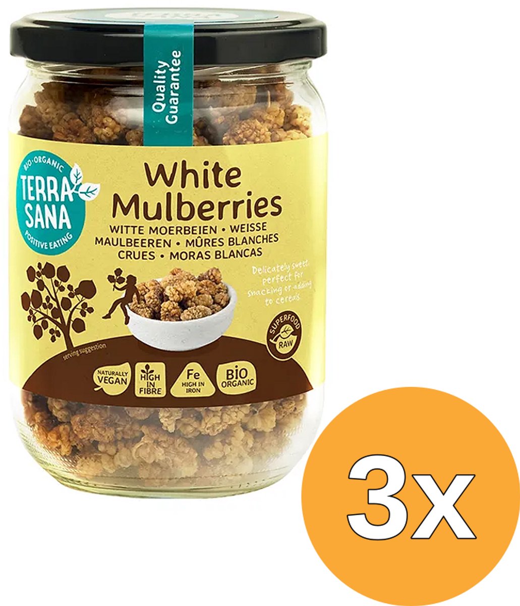 3x Terrasana Raw Moerbei Bessen Wit In Glas Bio (190 gr)