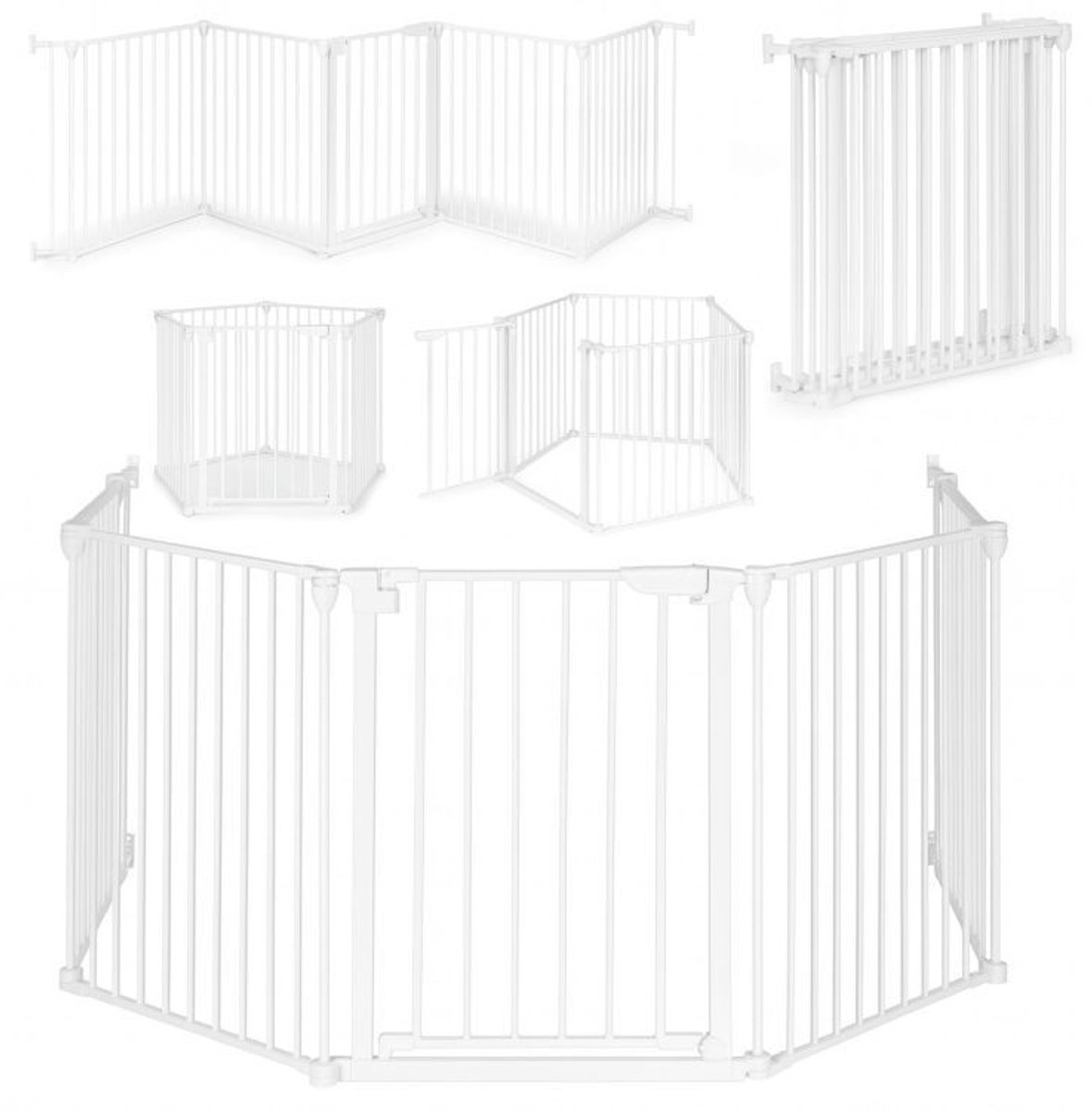 Openhaardbeschermer - Veiligheidsrek - Grondbox - Wit - Babyhek met deur - Dierenrek