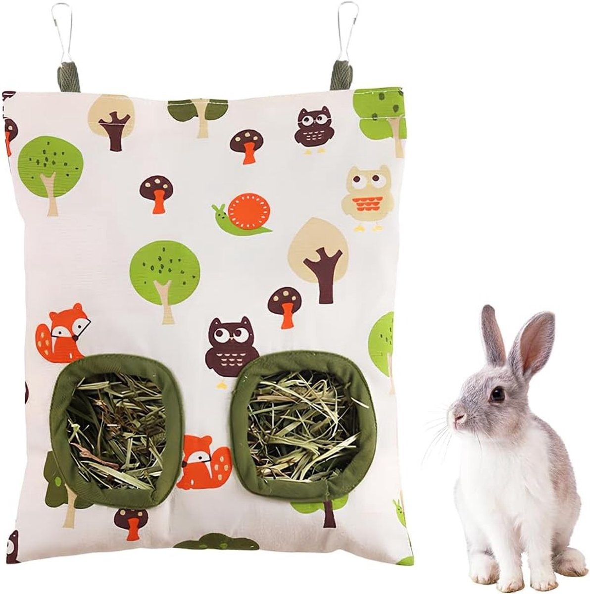 Hooi Dispenser voor Konijnen en Cavia's - Voederbak met 2 Openingen voor Dwarf Rabbits en Kleine Huisdieren