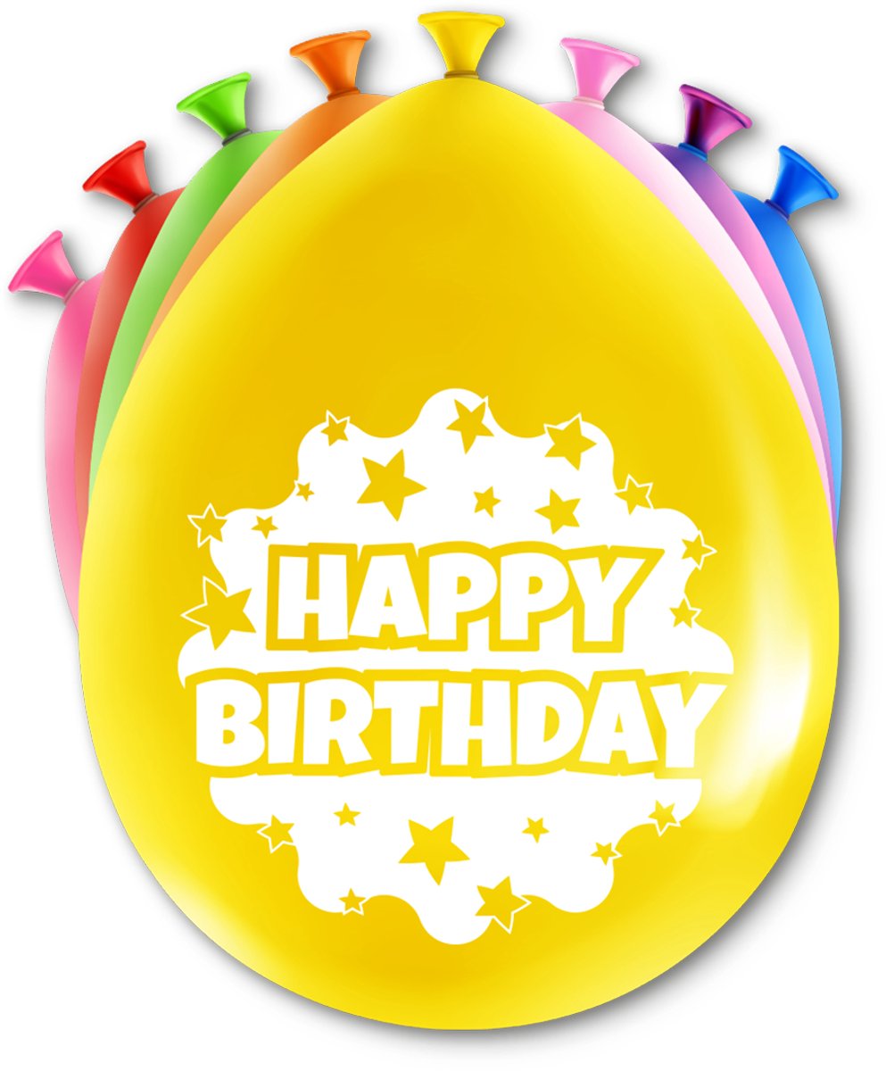 LUQ – Latex Ballonnen Happy Party Happy Birthday – 8 Stuks – Veelkleurig – Verjaardag Feest Versiering – Helium Ready