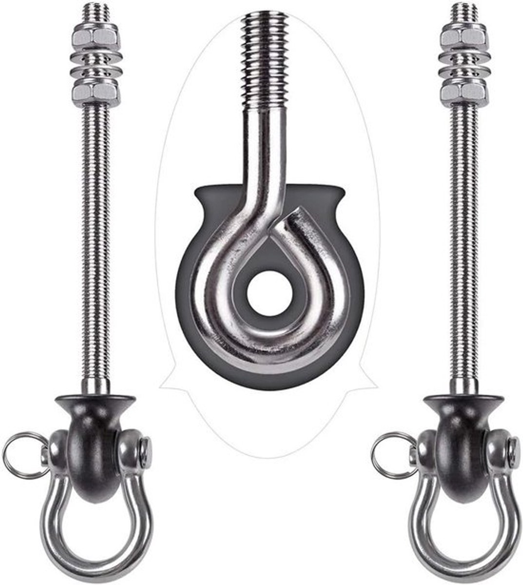 2 Stuks Carabiner Haken voor Hangmat, 24.5 cm, Bevestigingsset, 180° Draaibaar, Voor Binnen en Buiten, Yoga Stoel, Bokszak, Tot 680 kg Belastbaar