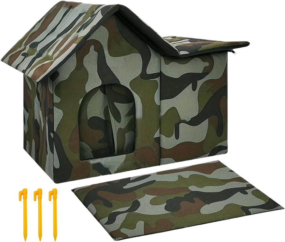 Waterdicht Kattenhok - Kattenschuilplaats Winterhuisje - Buiten Bescherming - Geïsoleerde Warmte Laag - 43 x 35 x 30 cm - Grijs