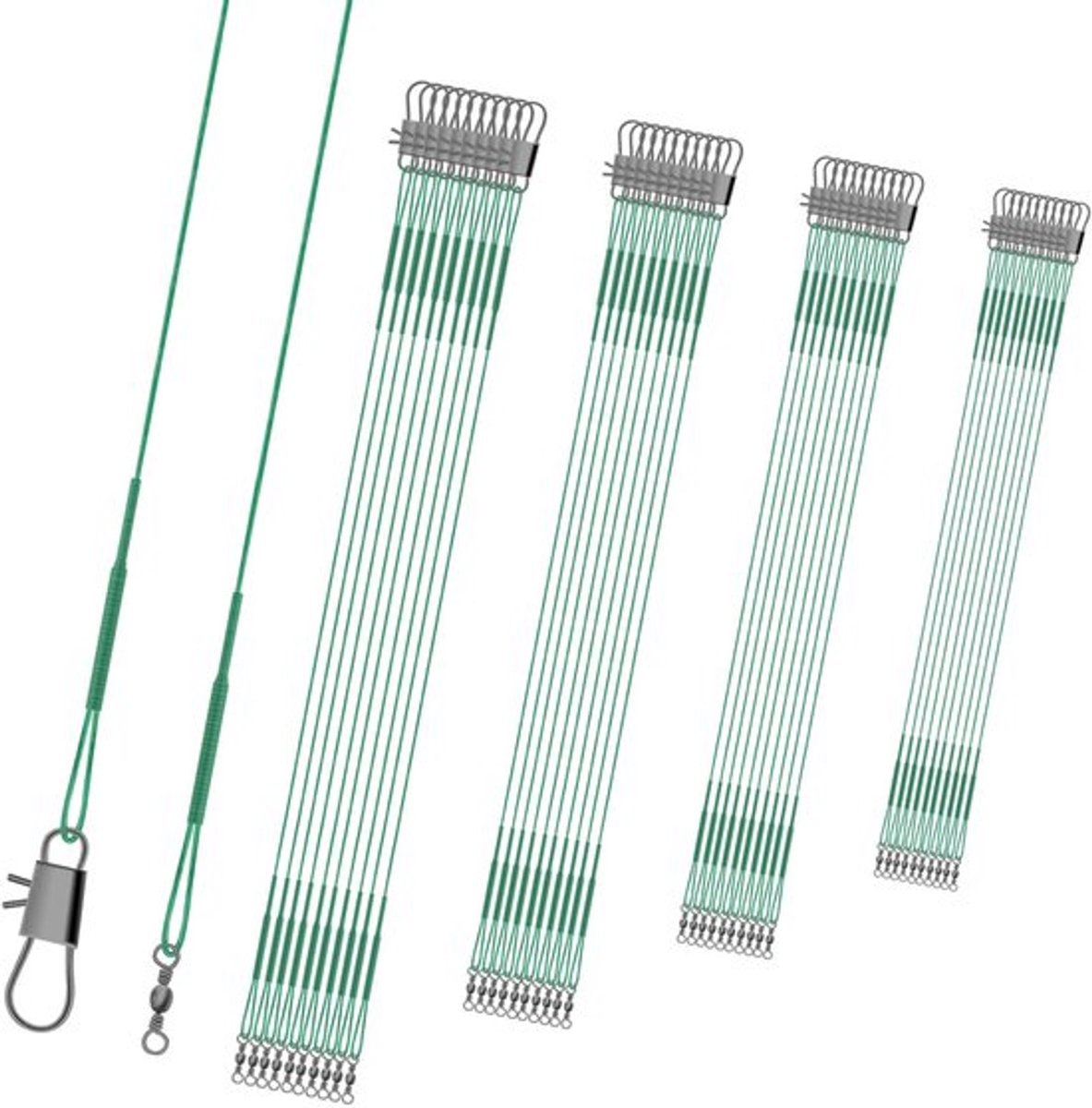 Vislijnen Set 10 Stuks - Leiderslijnen 15/20/25/30 cm - Staaldraad - Vissersaccessoires - Diverse Maten - Geschikt voor Vissen - Visserslijnen