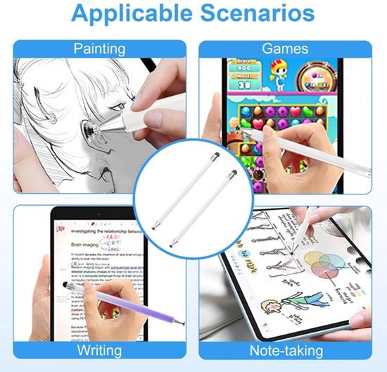 Tabletpen 2-delige set - Universele Styluspen - Nauwkeurige Touchpen - Mobiele Telefoonpen - Antislip - Transparante Schijfpunt - Stylus — afbeelding 5