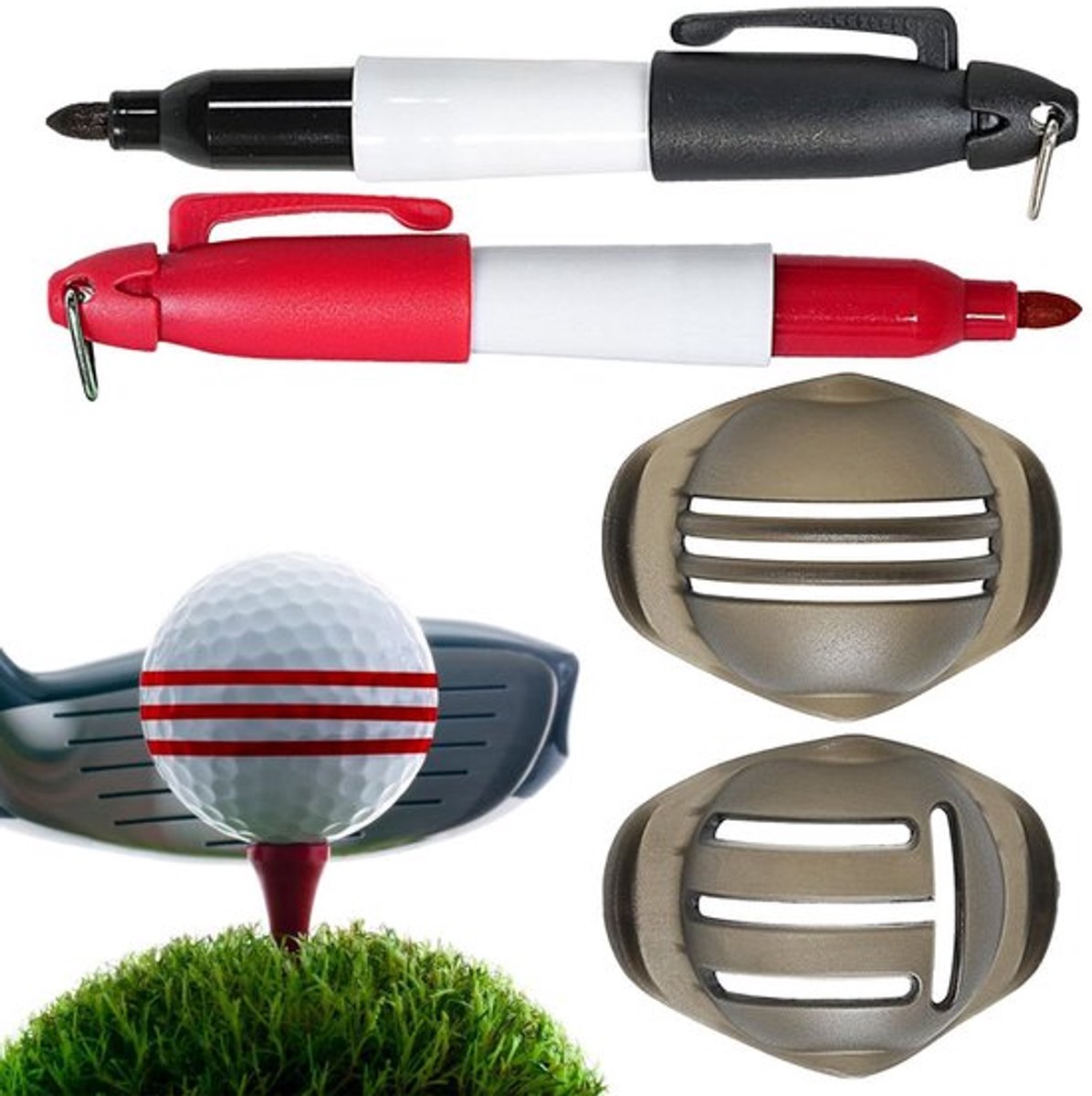 Golfbal Marker - Stevige Stencil - Sneldrogende Markeerstiften - Identificatie Tool - Terugwinning Bal - Waterdicht - 6,4 x 4,7 cm - Golfbal Stencils